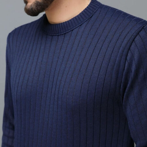 Navy Men's Knitted Sweater - Image 3