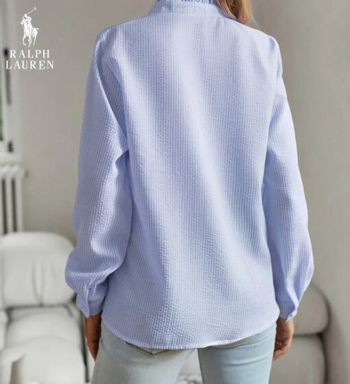 Ralph Lauren Ruffled Button-Up Shirt – Soft Textured Fit - Image 12
