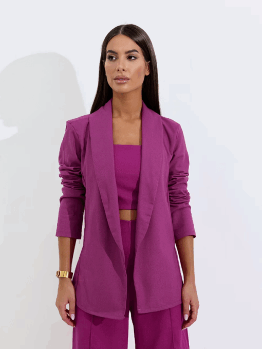 Women's Black Linen Long Blazer - Camila Areia - Image 15