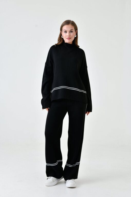 Knit Set with Turtleneck Mullet Sweater and Pants - Image 2