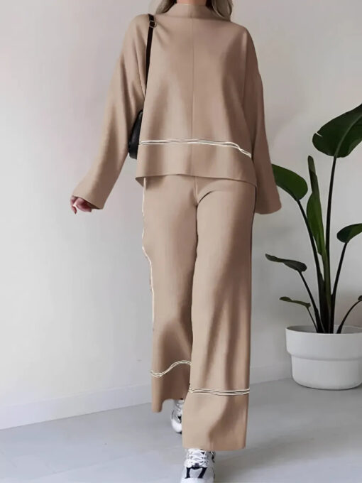 Knit Set with Turtleneck Mullet Sweater and Pants - Image 11