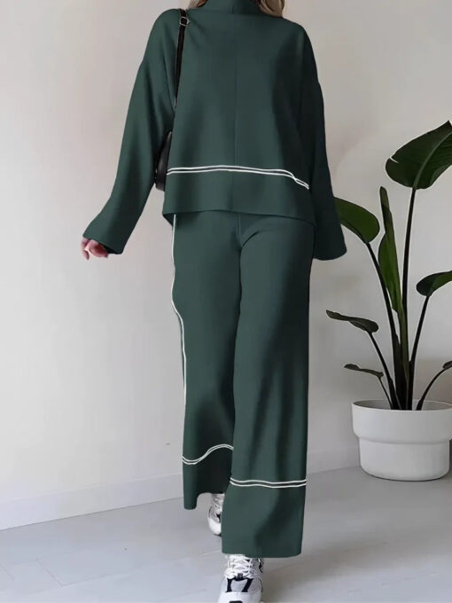 Knit Set with Turtleneck Mullet Sweater and Pants - Image 12