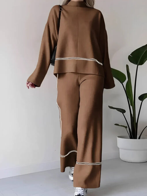 Knit Set with Turtleneck Mullet Sweater and Pants - Image 13