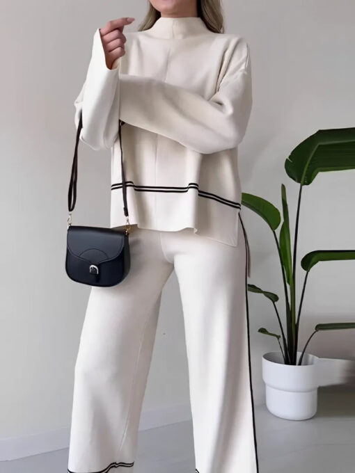 Knit Set with Turtleneck Mullet Sweater and Pants - Image 14