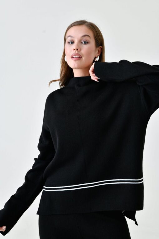 Knit Set with Turtleneck Mullet Sweater and Pants - Image 4