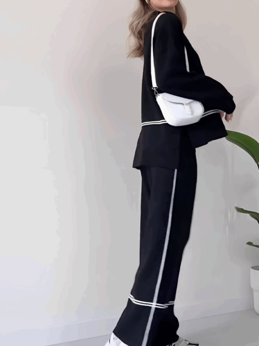 Knit Set with Turtleneck Mullet Sweater and Pants - Image 5