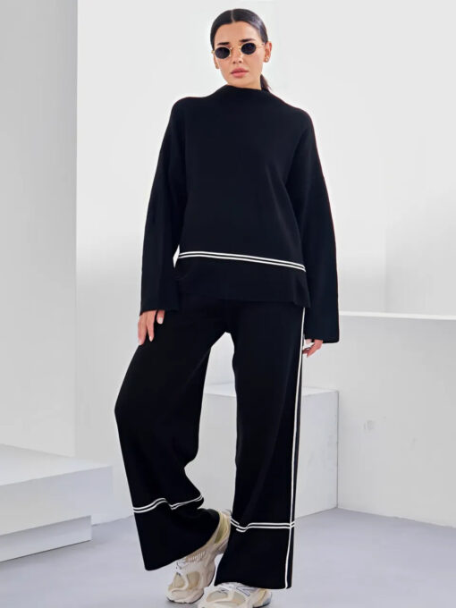 Knit Set with Turtleneck Mullet Sweater and Pants - Image 10